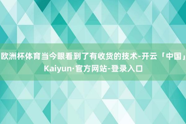 欧洲杯体育当今眼看到了有收货的技术-开云「中国」Kaiyun·官方网站-登录入口