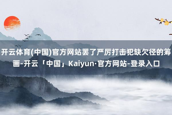 开云体育(中国)官方网站罢了严厉打击犯缺欠径的筹画-开云「中国」Kaiyun·官方网站-登录入口