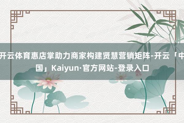 开云体育惠店掌助力商家构建贤慧营销矩阵-开云「中国」Kaiyun·官方网站-登录入口