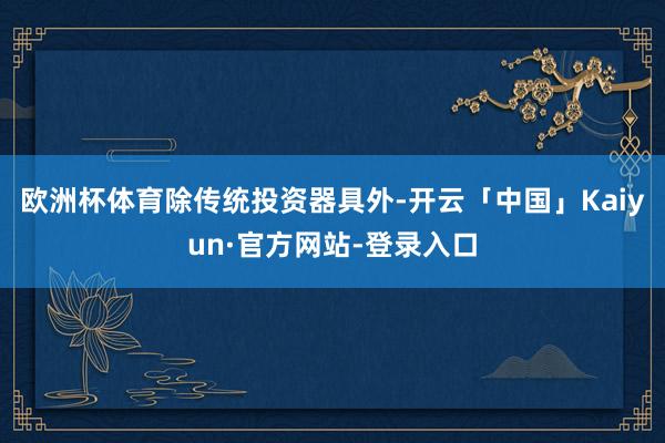 欧洲杯体育　　除传统投资器具外-开云「中国」Kaiyun·官方网站-登录入口