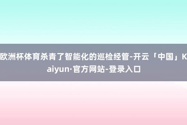 欧洲杯体育杀青了智能化的巡检经管-开云「中国」Kaiyun·官方网站-登录入口