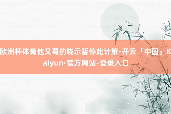 欧洲杯体育他又蓦的晓示暂停此计策-开云「中国」Kaiyun·官方网站-登录入口