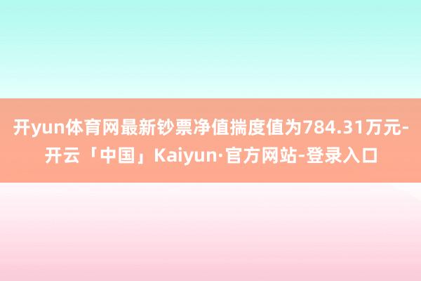 开yun体育网最新钞票净值揣度值为784.31万元-开云「中国」Kaiyun·官方网站-登录入口