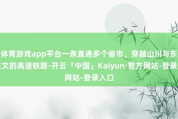 体育游戏app平台一条直通多个省市、穿越山川与东谈主文的高速铁路-开云「中国」Kaiyun·官方网站-登录入口